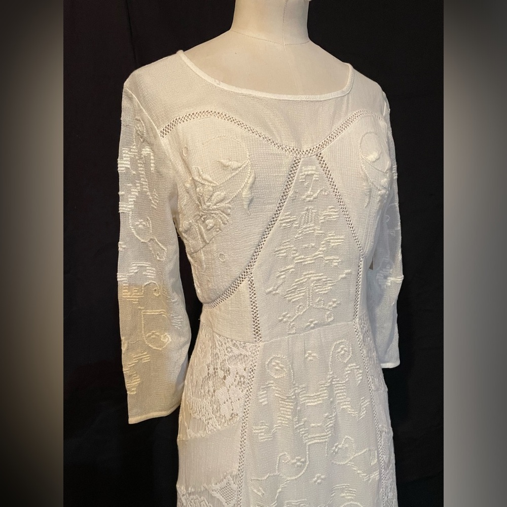 Free People 0 Ivory Cotton Maxi Dress Long Sleeves NWT - Picture 2 of 8